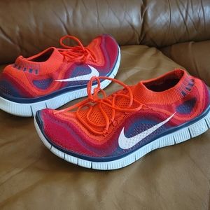 Men's Nike Free Flyknit 5.0 Crimson Blue Red Size 9.5